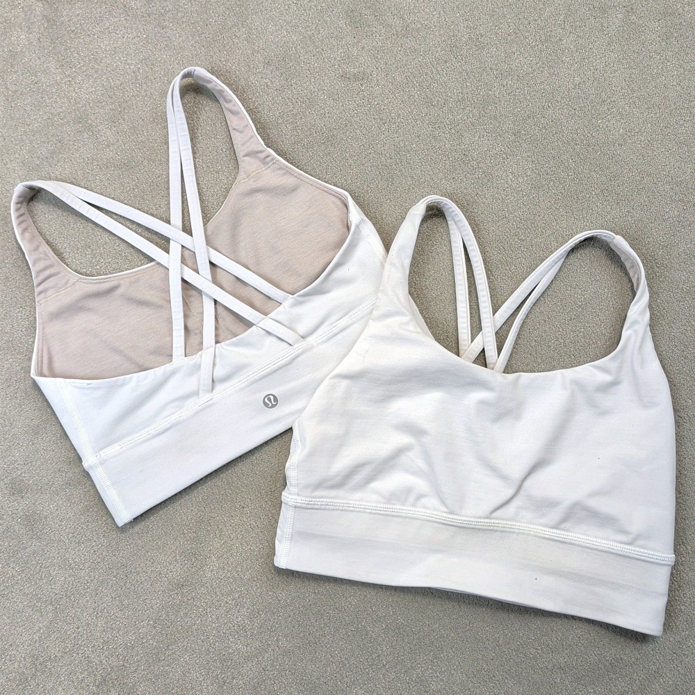 Lululemon Free To Be Serene Bra Bundle Women 6 White Strappy Back Longline Yoga